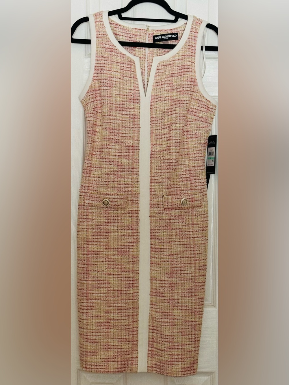 NWT beautiful Karl Lagerfeld Multicolor Tweed Dress with Black Label
